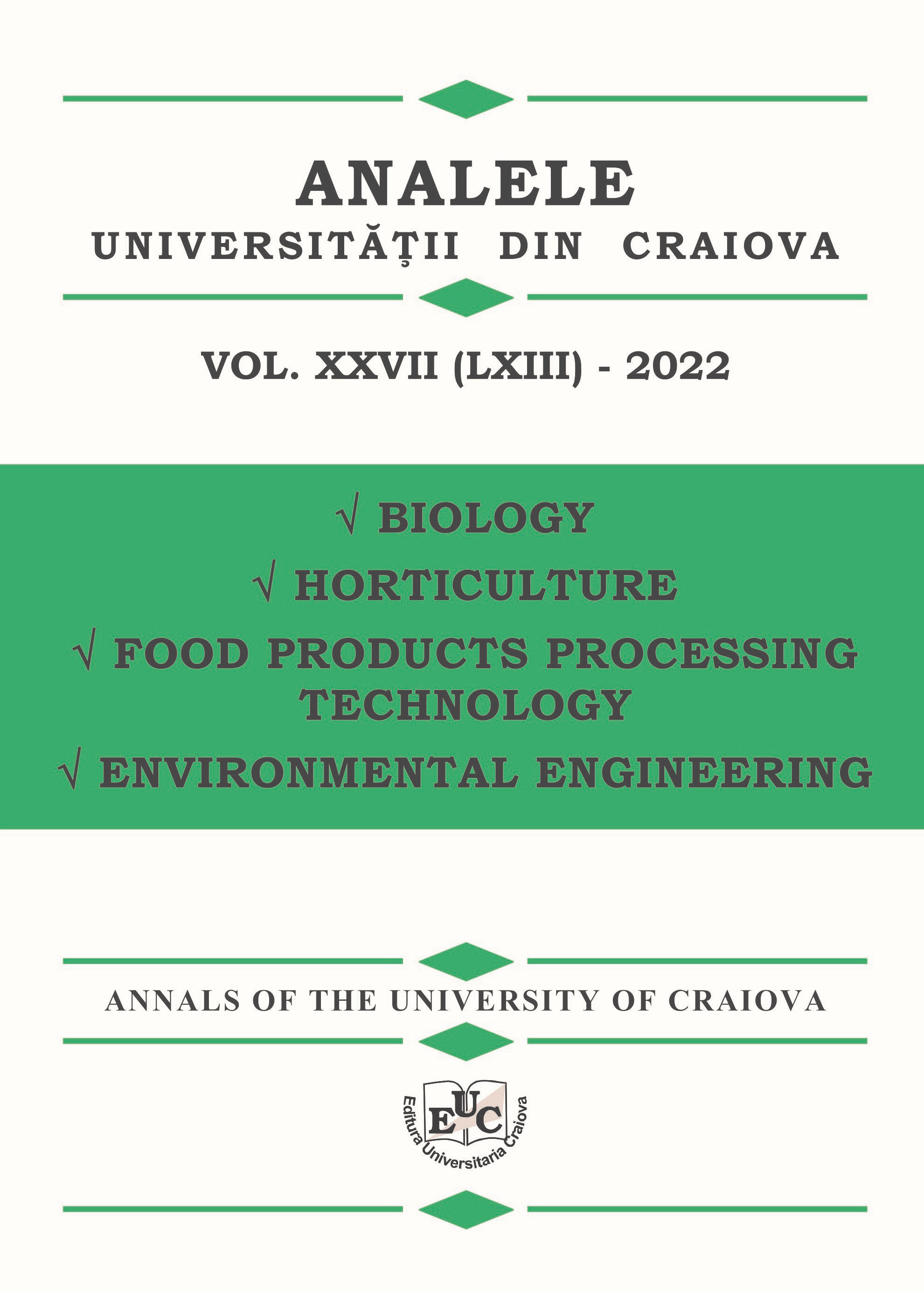 					View Vol. 27 No. 63 (2022): ANNALS OF THE UNIVERSITY OF CRAIOVA, Biology, Horticulture, Food products processing technology, Environmental engineering
				