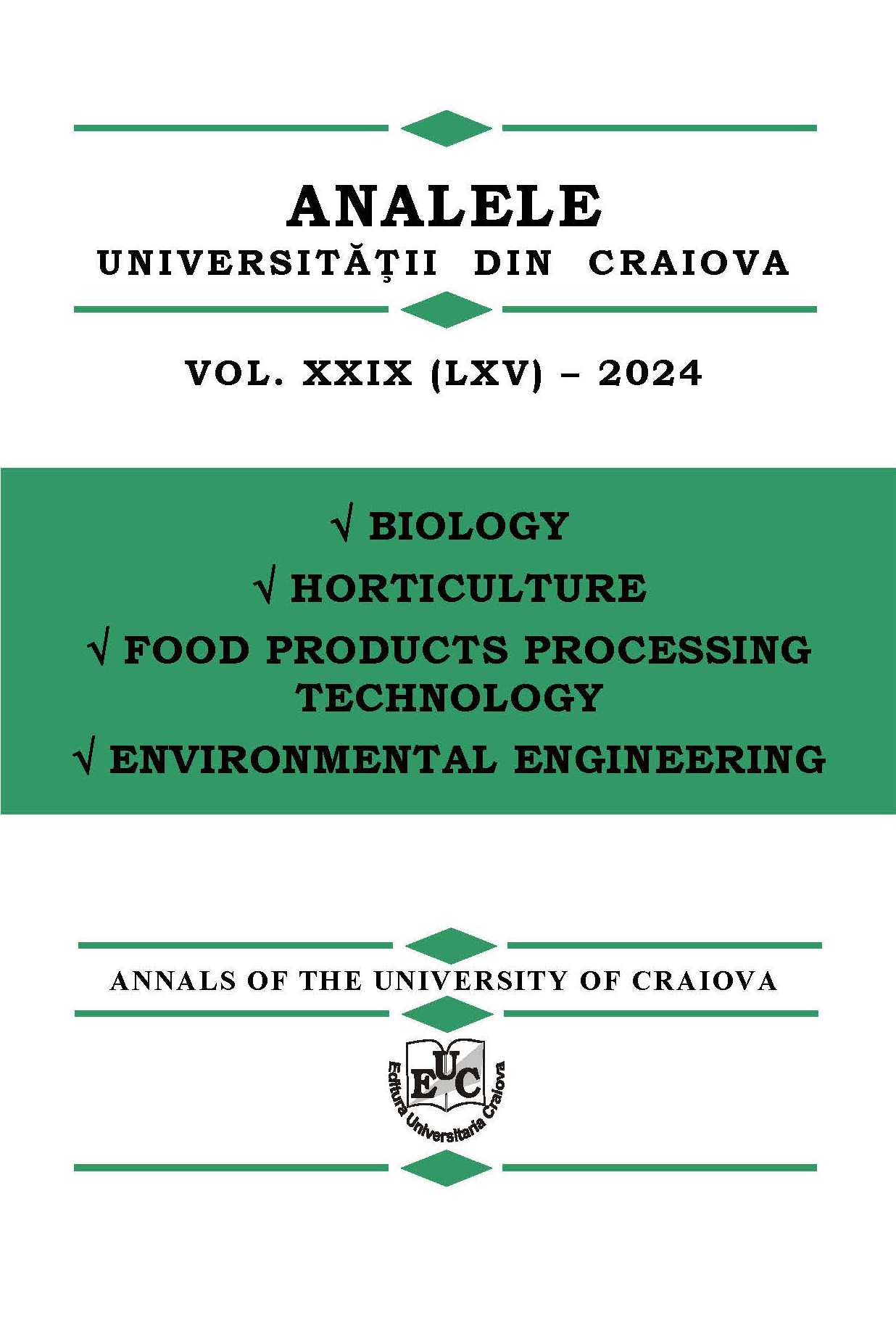 					View Vol. 29 No. 65 (2024): ANNALS OF THE UNIVERSITY OF CRAIOVA, Biology, Horticulture, Food products processing technology, Environmental engineering
				